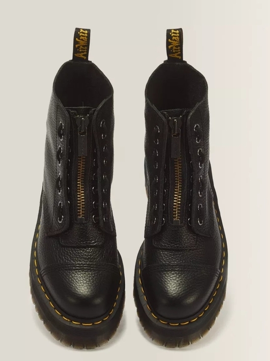 Dr. Martens Shoes - Black Leather Zip Front Women's Combat Boots